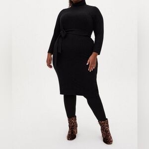 Torrid Black Super Soft Plush Ribbed Bodycon Turtleneck Dress